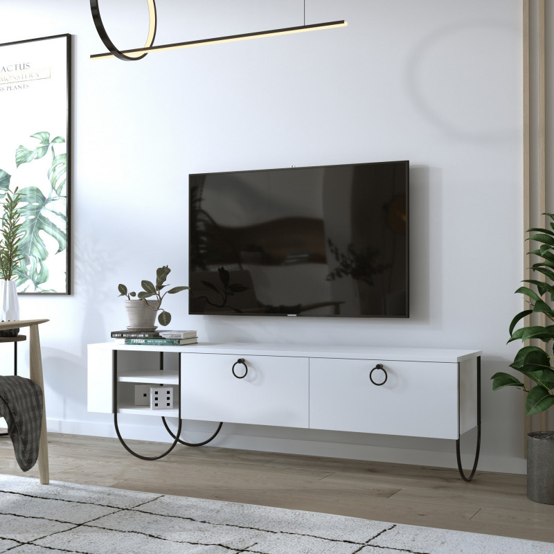 Mueble TV Norfolk blanco Practica Hogar Mueble TV Norfolk blanco Practica Hogar