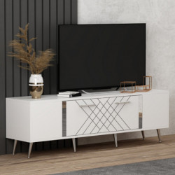 Mueble TV Detas Blanco Plata Practica Hogar