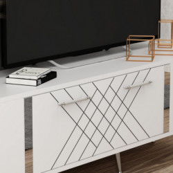 Mueble TV Detas Blanco Plata Practica Hogar