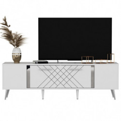 Mueble TV Detas Blanco Plata Practica Hogar