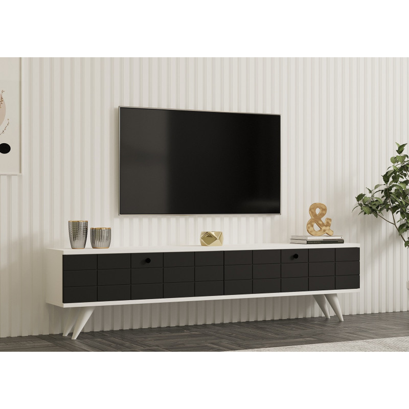 Mueble TV Alberi antracita blanco Practica Hogar Mueble TV Alberi antracita blanco Practica Hogar