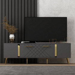Mueble TV Detas Antracita Oro Practica Hogar