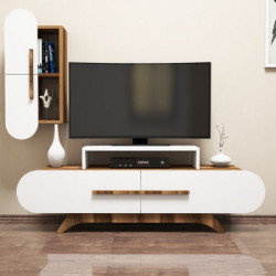 Mueble TV con estante Rose S blanco nogal Practica Hogar
