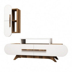 Mueble TV con estante Rose S blanco nogal Practica Hogar