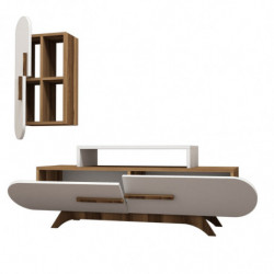 Mueble TV con estante Rose S blanco nogal Practica Hogar