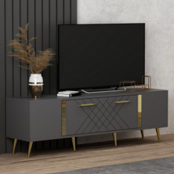 Mueble TV Detas Antracita Oro Practica Hogar