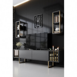 Mueble TV con estante Gold Line antracita negro Practica Hogar