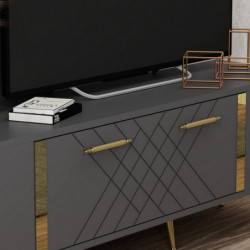 Mueble TV Detas Antracita Oro Practica Hogar