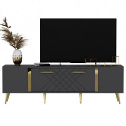 Mueble TV Detas Antracita Oro Practica Hogar