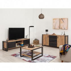 Conjunto de muebles de salón Cosmo -TKM.1 pino atlántico negro Practica Hogar