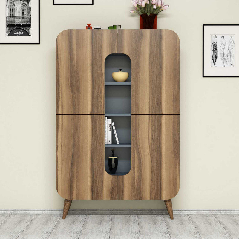 Mueble auxiliar Mine azul nogal Practica Hogar Mueble auxiliar Mine azul nogal Practica Hogar