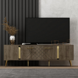 Mueble TV Detas Nogal Oro Practica Hogar