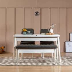 Set mesa comedor extensible y sillas (4 piezas) Vina 1053 antracita blanco Practica Hogar
