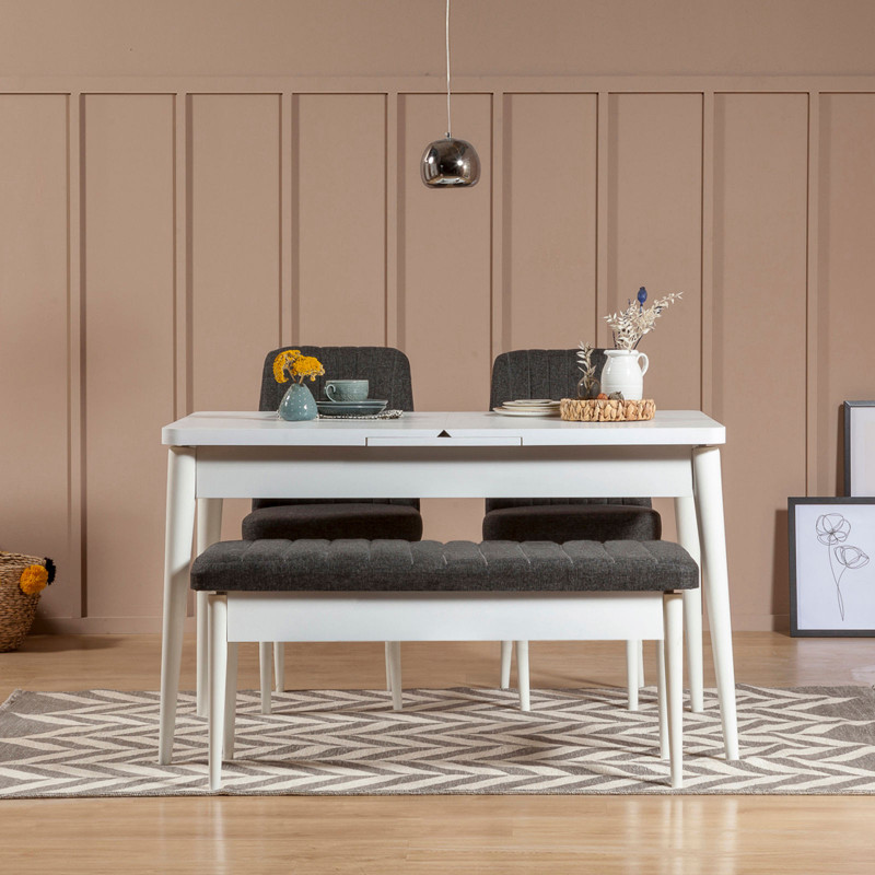 Set mesa comedor extensible y sillas (4 piezas) Vina 1053 antracita blanco Practica Hogar Set mesa comedor extensible y sillas (4 piezas) Vina 1053 antracita blanco Practica Hogar