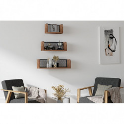 Estante de pared Buzim negro nogal Practica Hogar