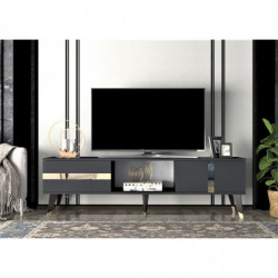 Mueble TV Vania Antracita Oro Practica Hogar