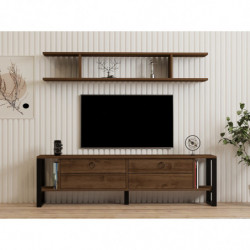 Mueble TV con estante Melis-Lydia nogal Practica Hogar