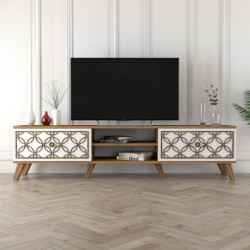 Mueble TV Class blanco nogal Practica Hogar