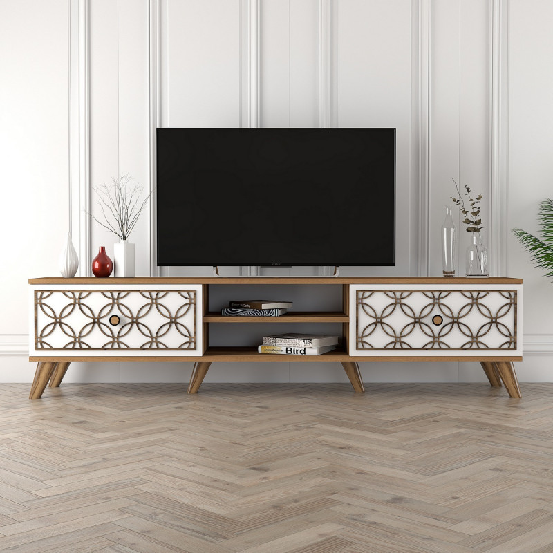 Mueble TV Class blanco nogal Practica Hogar Mueble TV Class blanco nogal Practica Hogar