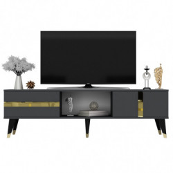 Mueble TV Vania Antracita Oro Practica Hogar