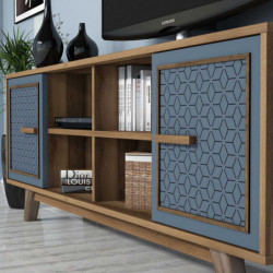 Mueble TV con estante Ayla azul nogal Practica Hogar