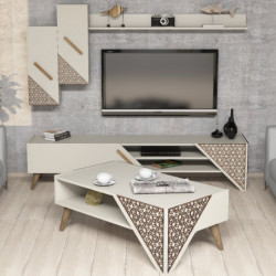 Conjunto de muebles de salón Beril crema Practica Hogar