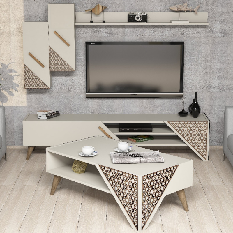 Conjunto de muebles de salón Beril crema Practica Hogar Conjunto de muebles de salón Beril crema Practica Hogar