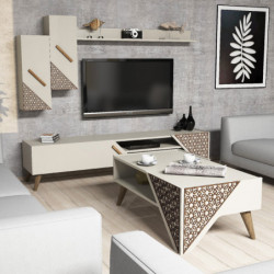 Conjunto de muebles de salón Beril crema Practica Hogar