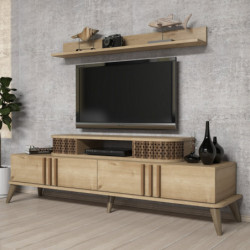 Mueble TV con estante Eylül roble Practica Hogar