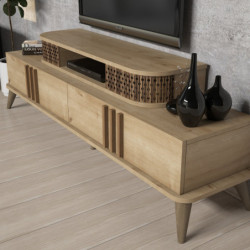 Mueble TV con estante Eylül roble Practica Hogar