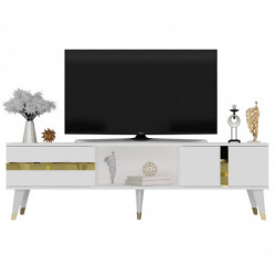 Mueble TV Vania Blanco Oro Practica Hogar