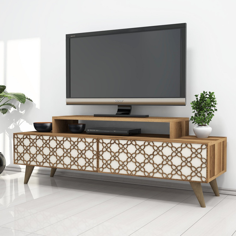Mueble TV City crema nogal Practica Hogar Mueble TV City crema nogal Practica Hogar