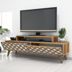Mueble TV City crema nogal Practica Hogar