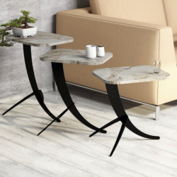 Set mesas de café (3 piezas) Pion blanco negro Practica Hogar