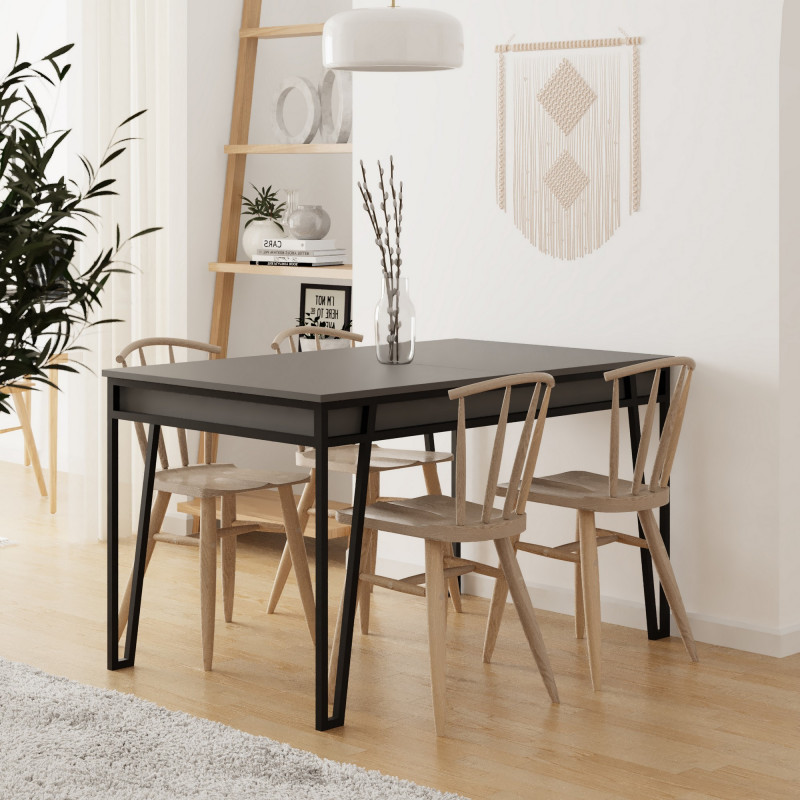 Mesa de comedor extensible Pal antracita Practica Hogar Mesa de comedor extensible Pal antracita Practica Hogar