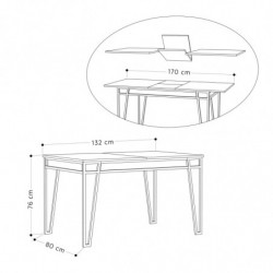Mesa de comedor extensible Pal antracita Practica Hogar
