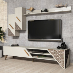 Mueble TV con estante Beril crema Practica Hogar
