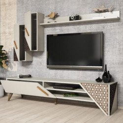 Mueble TV con estante Beril crema Practica Hogar