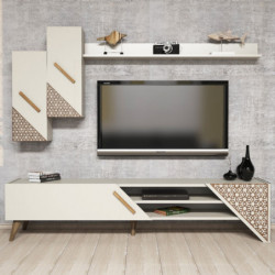 Mueble TV con estante Beril crema Practica Hogar