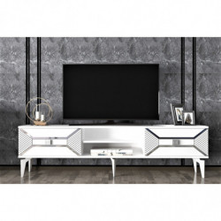 Mueble TV Yumedi Blanco Plata Practica Hogar