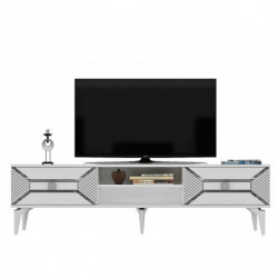 Mueble TV Yumedi Blanco Plata Practica Hogar