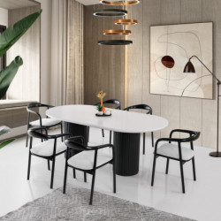 Mesa comedor Li-932 blanco negro Practica Hogar