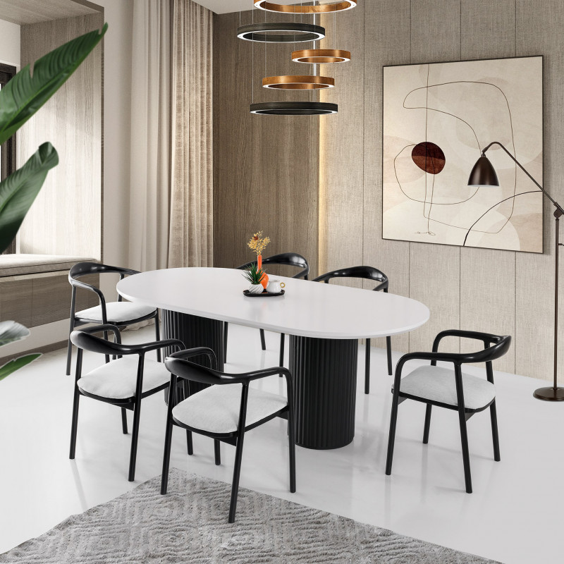 Mesa comedor Li-932 blanco negro Practica Hogar Mesa comedor Li-932 blanco negro Practica Hogar