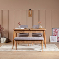 Set mesa comedor extensible y sillas (4 piezas) Vina 0701 pino atlántico soho Practica Hogar
