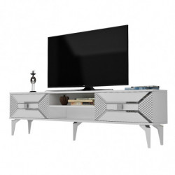 Mueble TV Yumedi Blanco Plata Practica Hogar