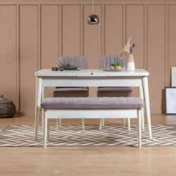 Set mesa comedor extensible y sillas (4 piezas) Vina 0701 soho blanco Practica Hogar