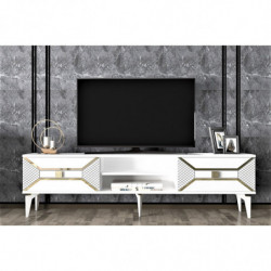 Mueble TV Yumedi Blanco Oro Practica Hogar