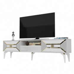 Mueble TV Yumedi Blanco Oro Practica Hogar