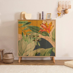Mueble auxiliar Multilüx Saka sonomo verde amarillo Practica Hogar