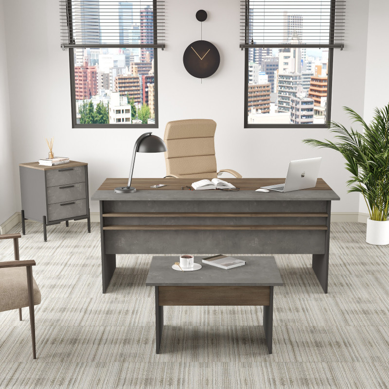 Conjunto de muebles de oficina VS7-CGA antracita gris marrón Practica Hogar Conjunto de muebles de oficina VS7-CGA antracita gris marrón Practica Hogar